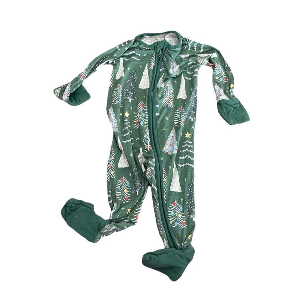Little Sleepies Twinkling Trees Christmas Zippy Bamboo Pajama 3-6 Months H89